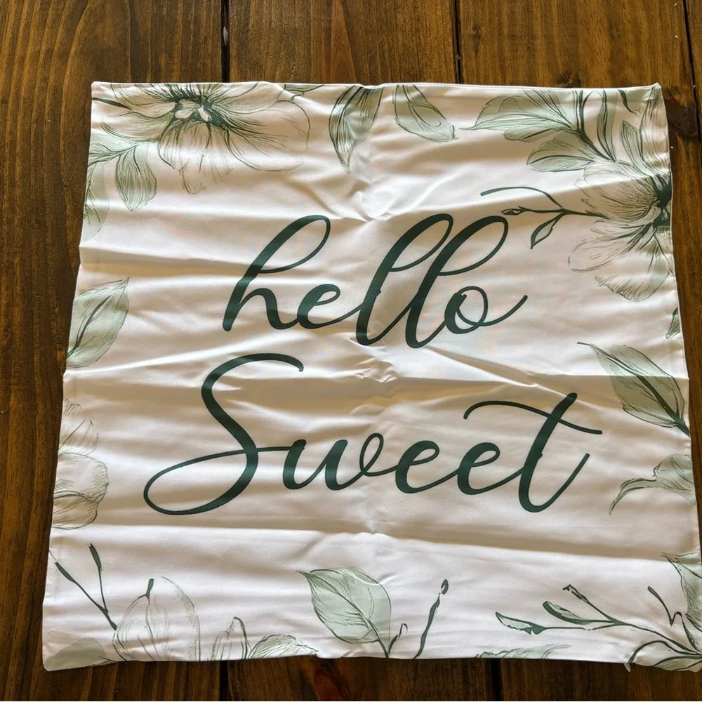White & Sage Green Floral Decorative Pillow Cover